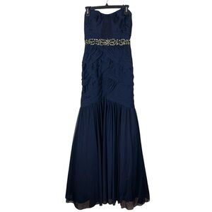 Vintage Cache Gown Prom Dress Blue Beaded Jewels Mermaid Size 4 Y2K 90s